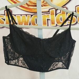 Stradivarius Black Lace Bustier Corset Top Size L